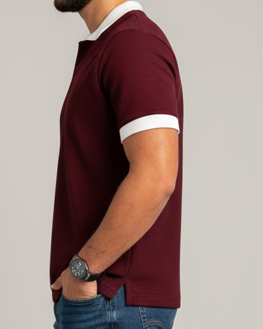Modern Polo Tee - Burgundy